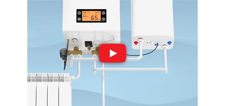 Электрический котел Thermex Tesla 6-12 Wi-Fi с трехходовым клапаном и Thermex Flat Combi